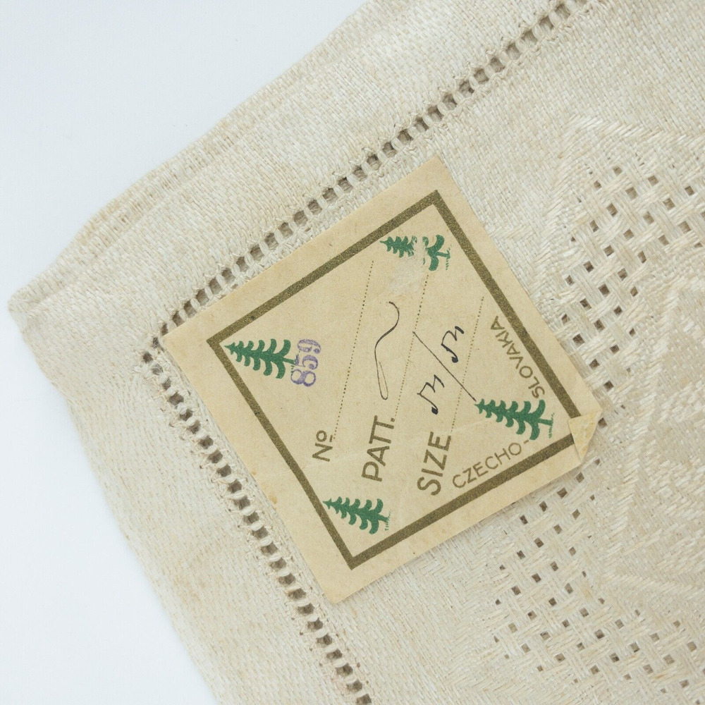Vintage Linen Napkin Set 11 Beige European 1950s Table Decor - Picture 8 of 16
